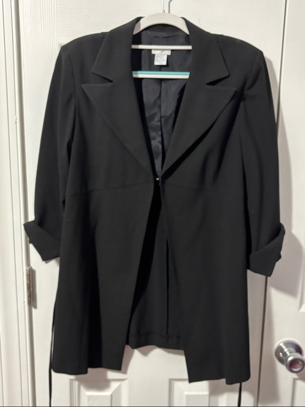 Black Long Blazer with Notch Lapel